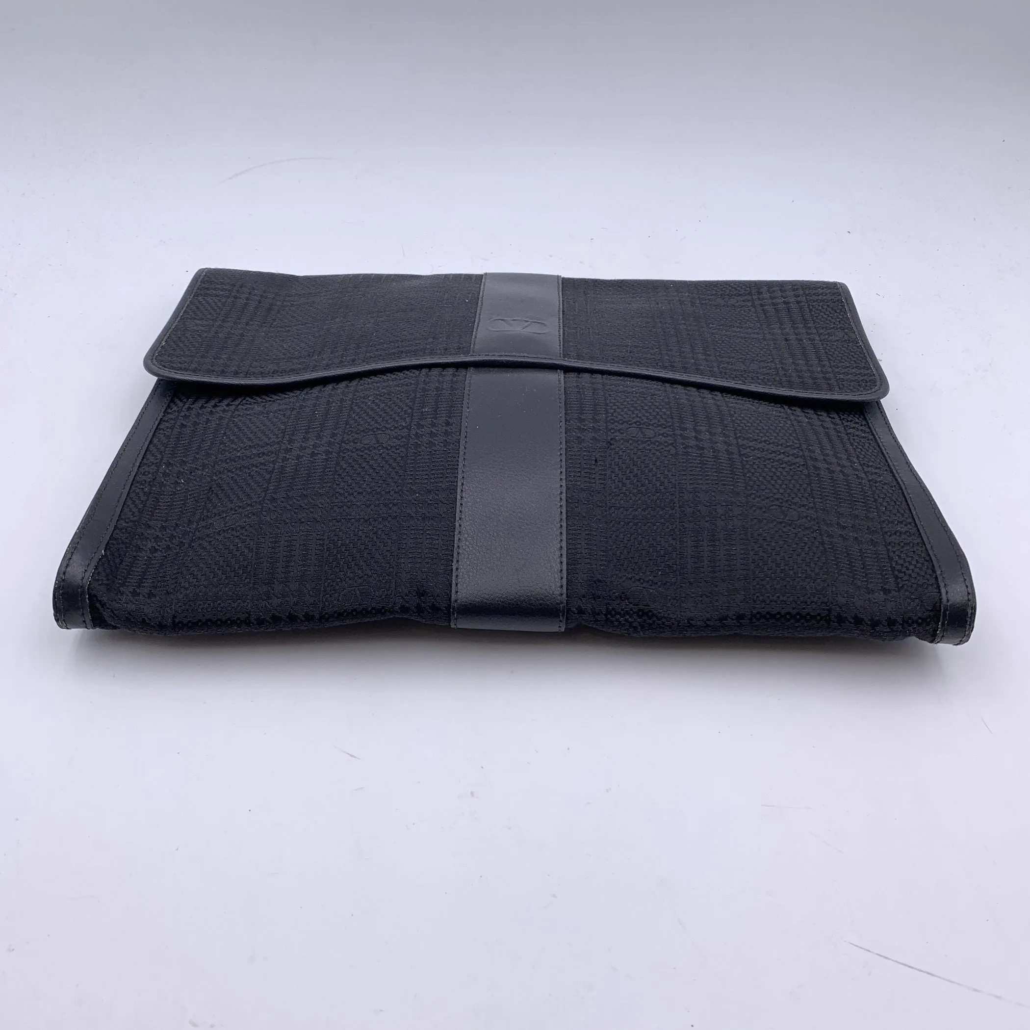 Valentino Garavani Vintage Black Canvas Portfolio Document Holder