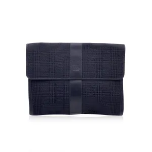 Valentino Garavani Vintage Black Canvas Portfolio Document Holder