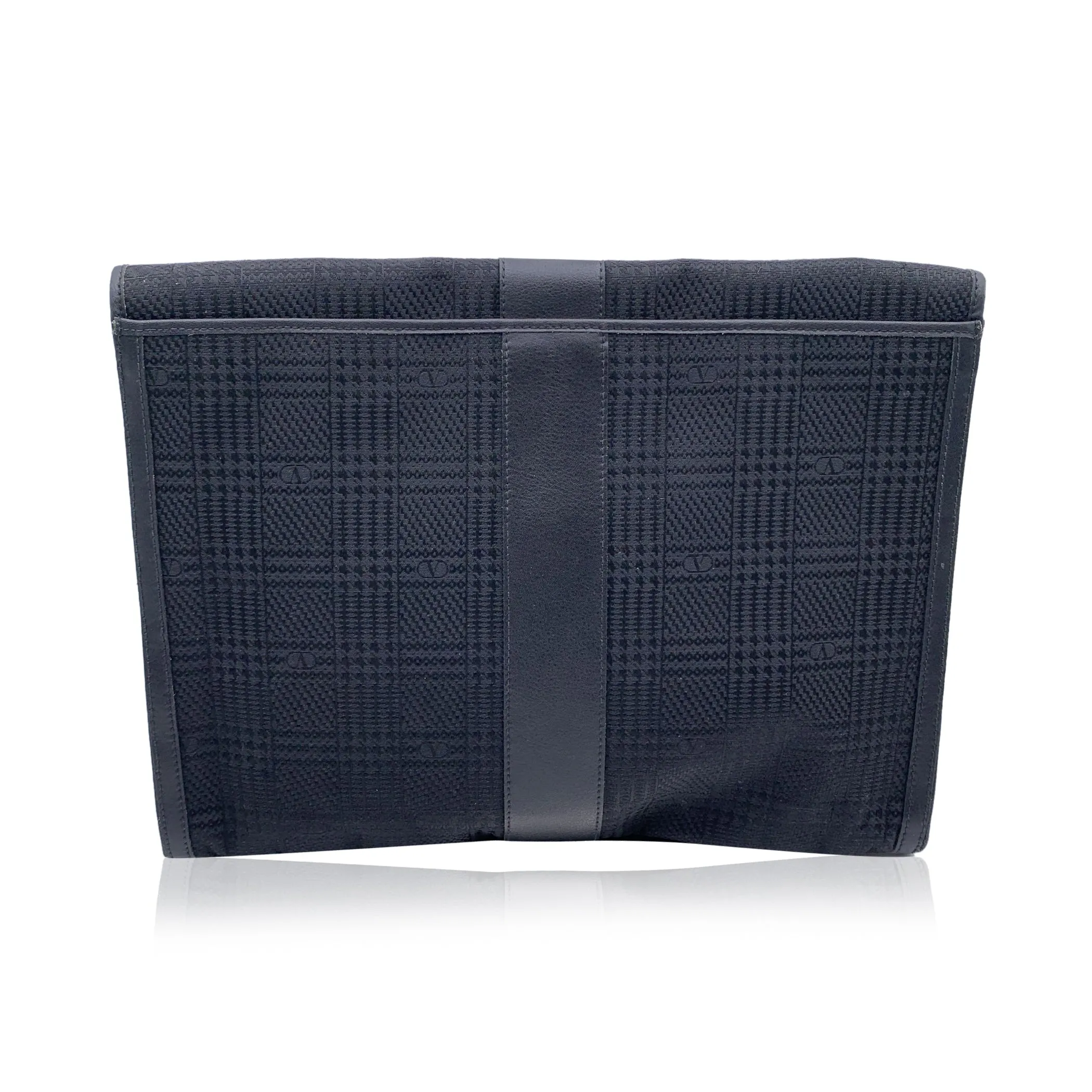 Valentino Garavani Vintage Black Canvas Portfolio Document Holder