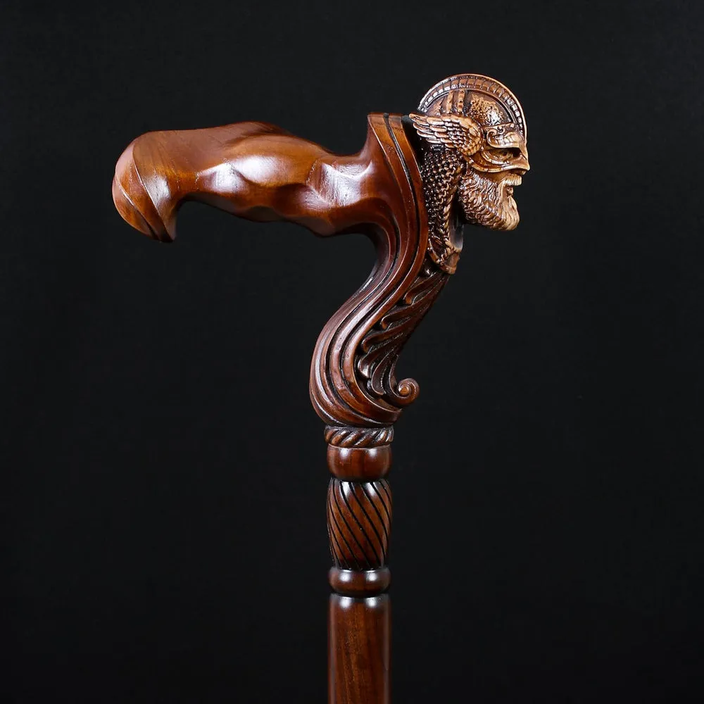 Viking Corsair: Artisan Intricate Hand-Carved Cane (Right Hand)
