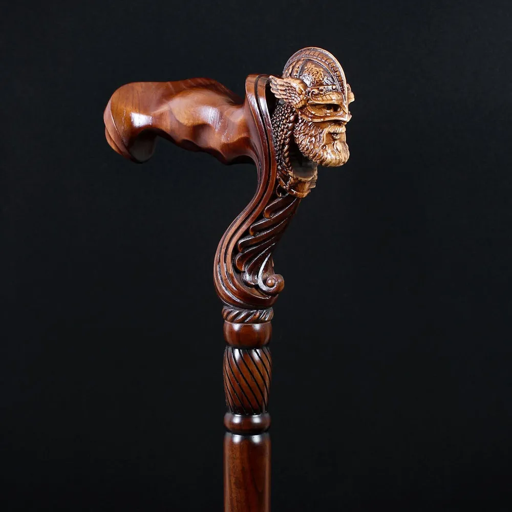 Viking Corsair: Artisan Intricate Hand-Carved Cane (Right Hand)