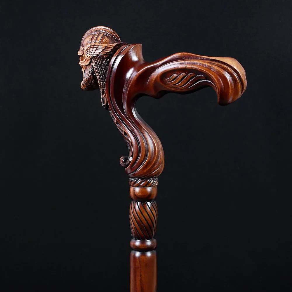 Viking Corsair: Artisan Intricate Hand-Carved Cane (Right Hand)