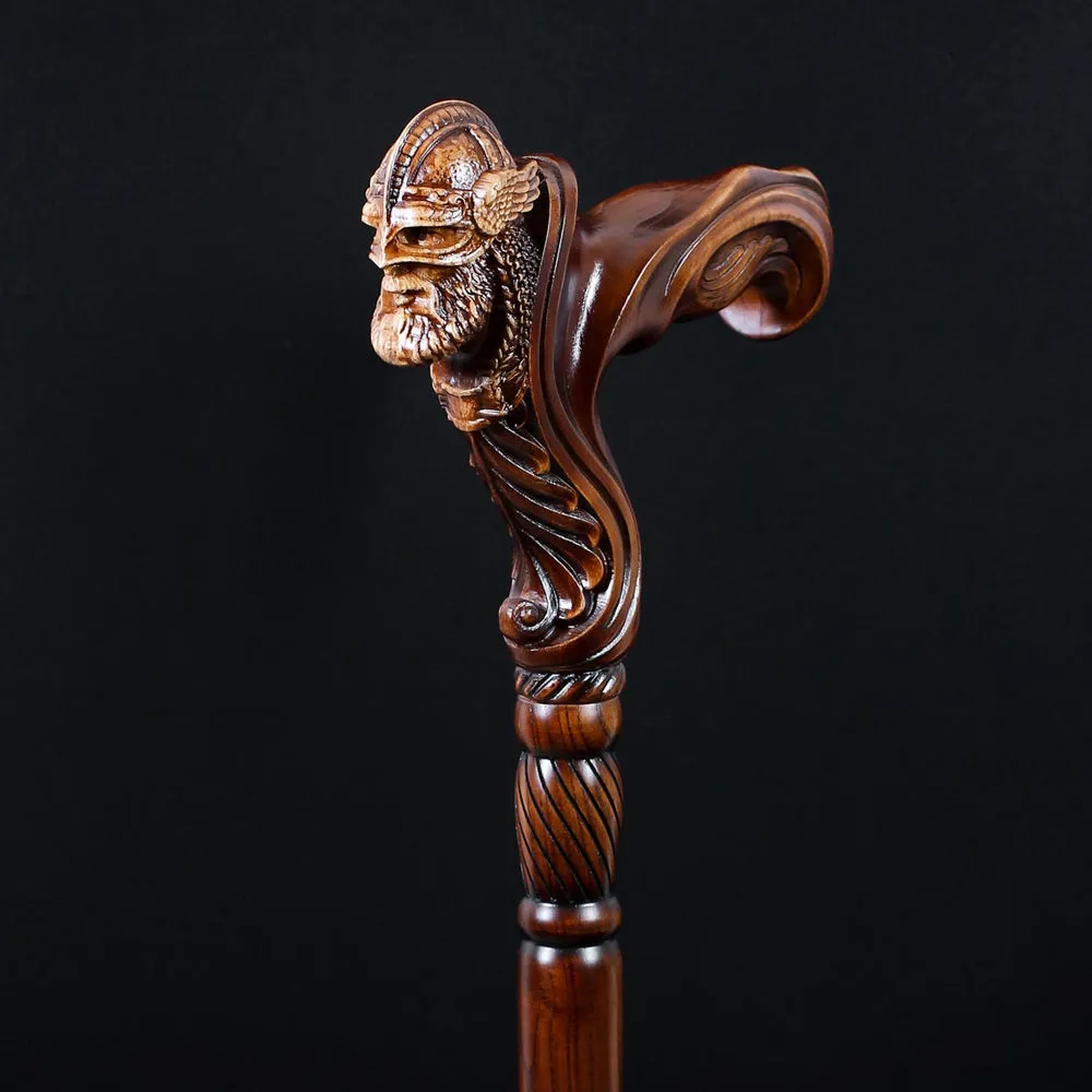 Viking Corsair: Artisan Intricate Hand-Carved Cane (Right Hand)
