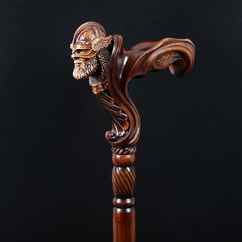 Viking Corsair: Artisan Intricate Hand-Carved Cane (Right Hand)