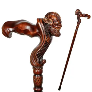 Viking Corsair: Artisan Intricate Hand-Carved Cane (Right Hand)