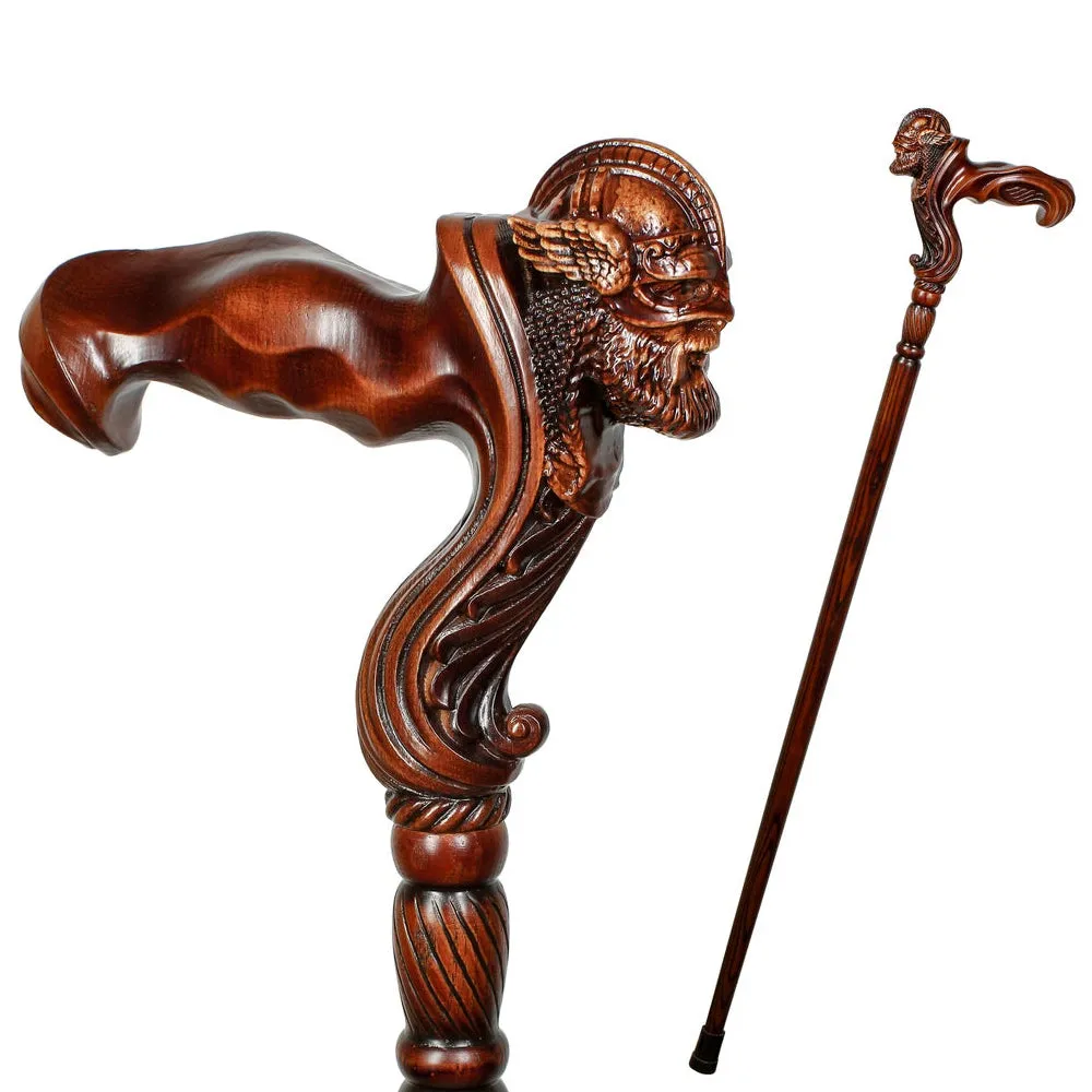 Viking Corsair: Artisan Intricate Hand-Carved Cane (Right Hand)