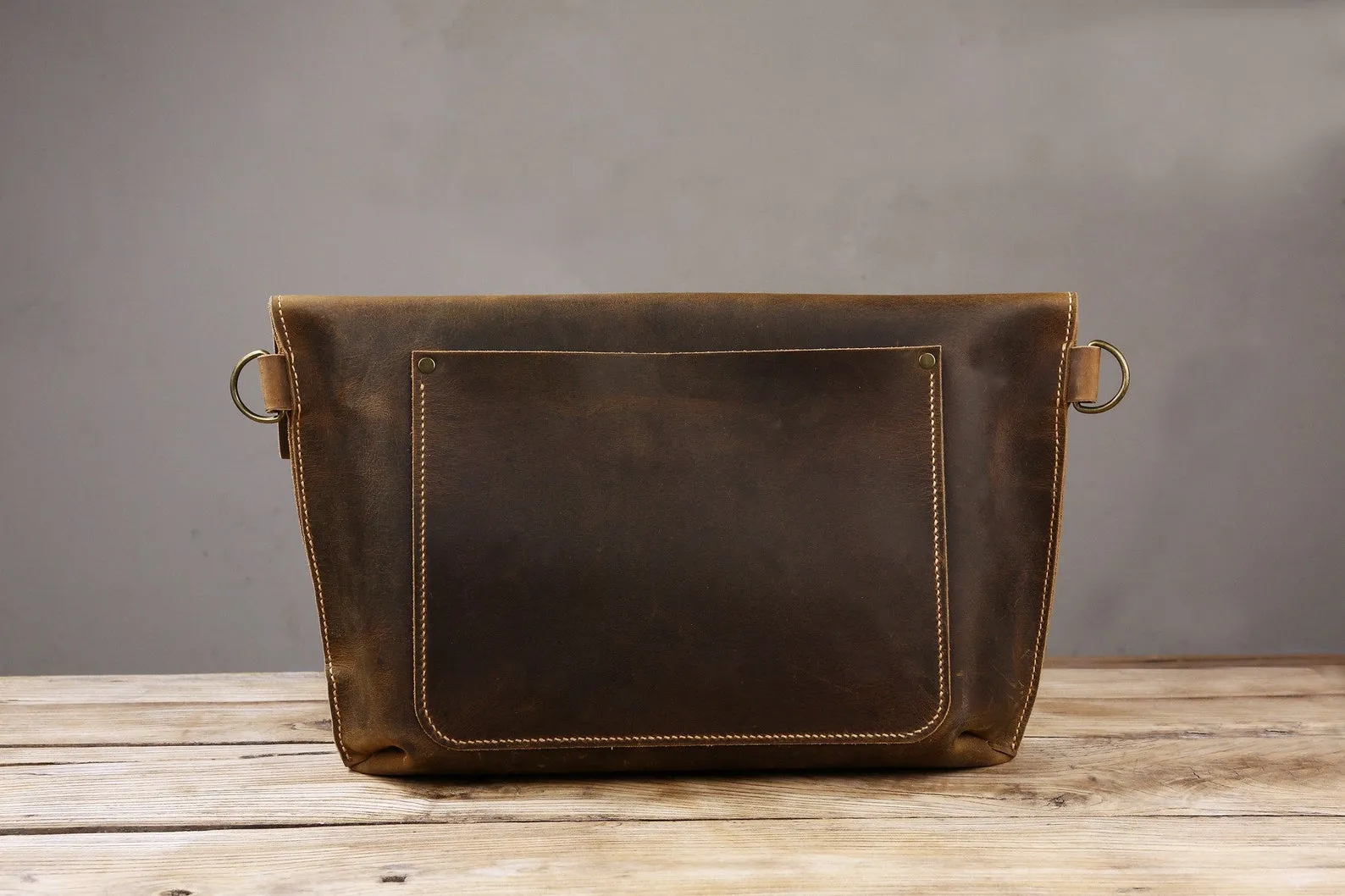 Vintage brown leather bag for men