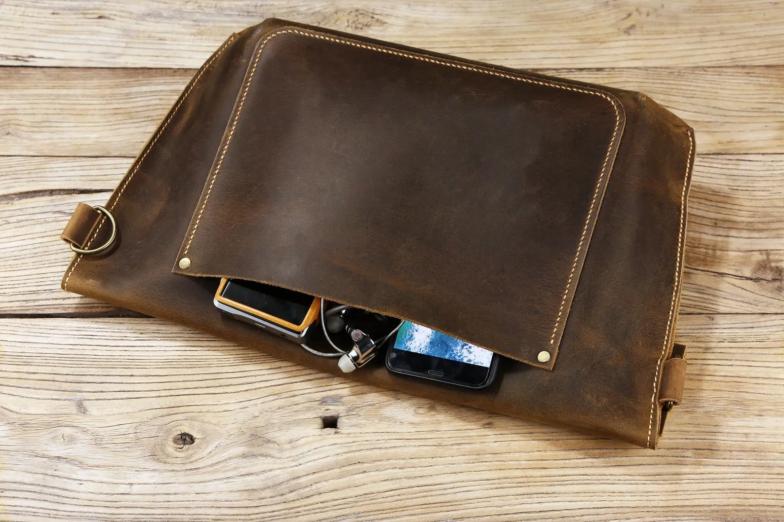 Vintage brown leather bag for men
