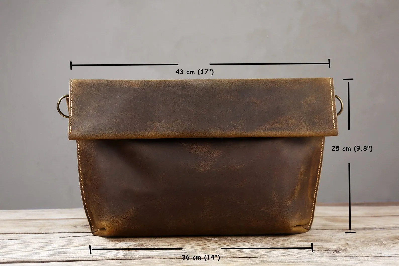 Vintage brown leather bag for men