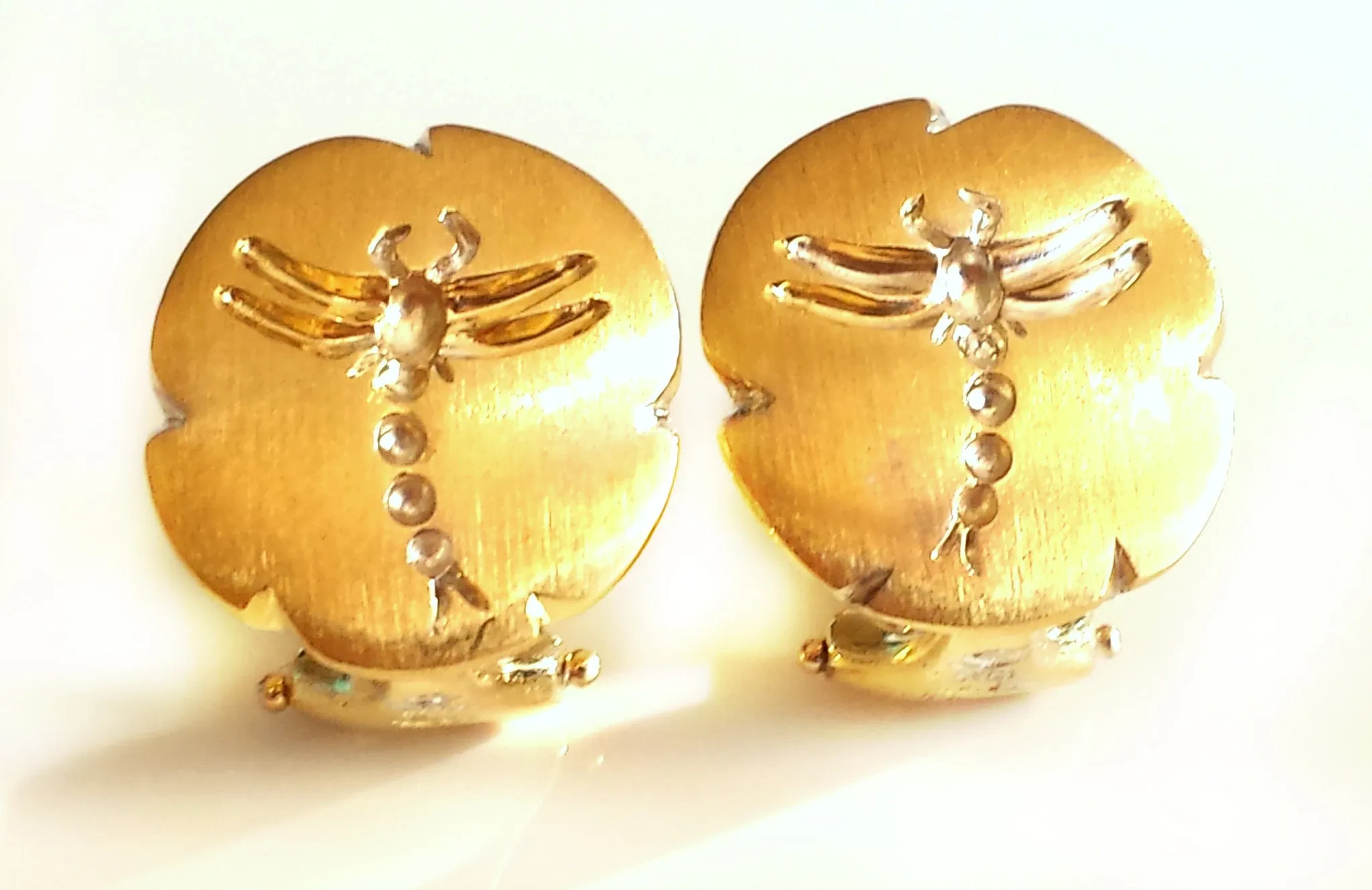 Vintage Tiffany & Co. 18k Yellow Gold Dragonfly Earrings – Clip Fastenings