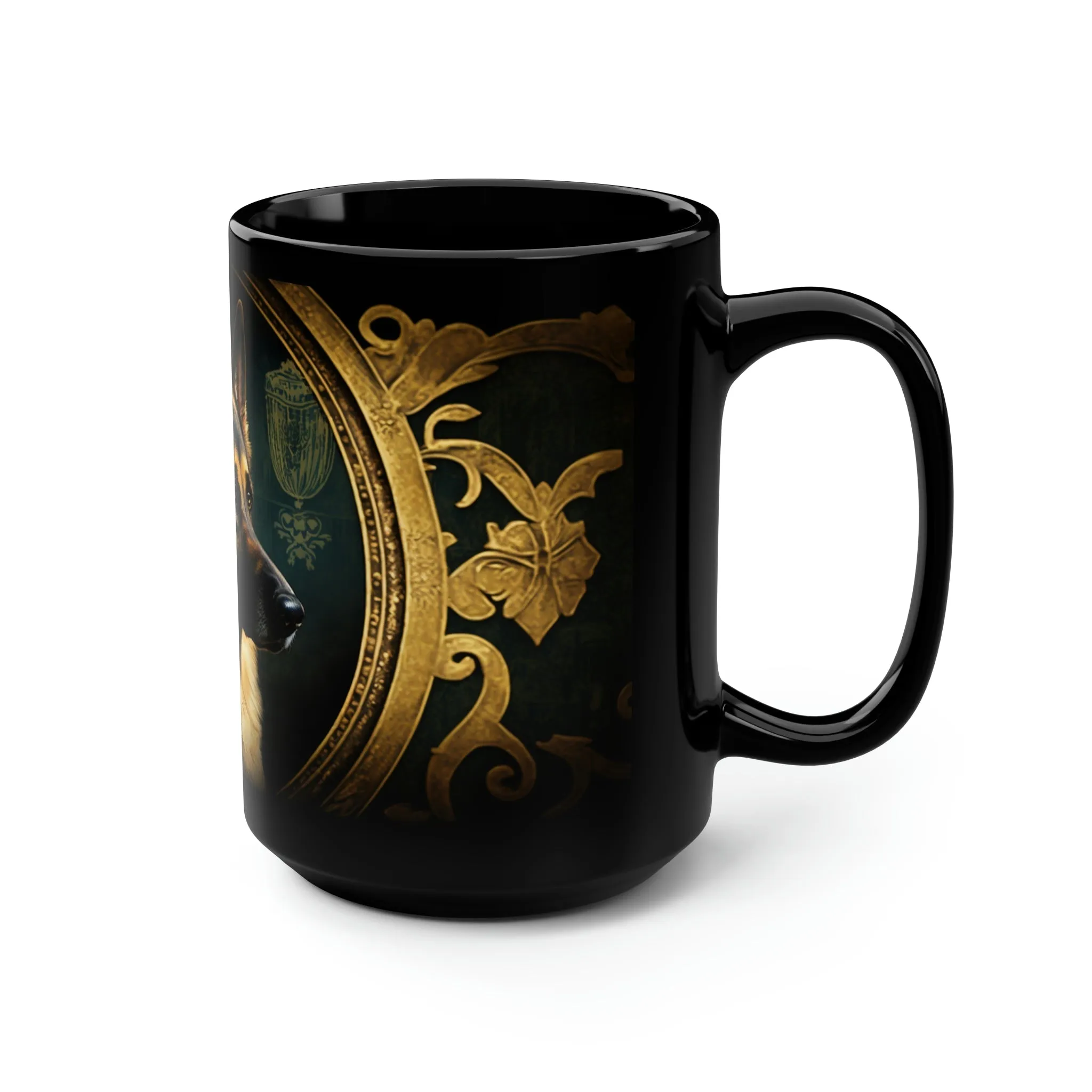 Vintage Victorian German Shepard Portrait - 15 oz Coffee Mug
