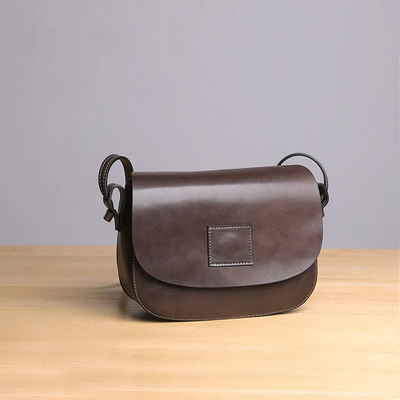 Vintage Womens Leather Saddle Bag Crossbody Bags Purse for Women