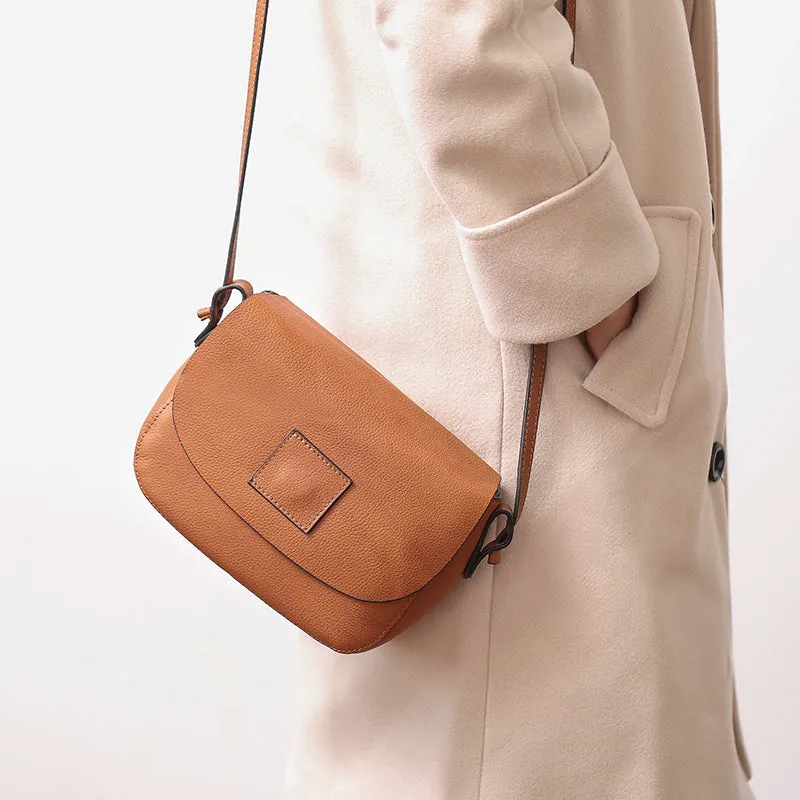Vintage Womens Leather Saddle Bag Crossbody Bags Purse for Women
