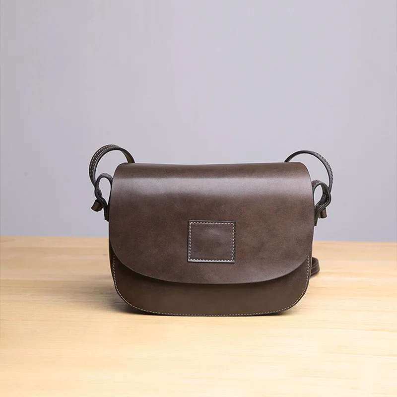 Vintage Womens Leather Saddle Bag Crossbody Bags Purse for Women