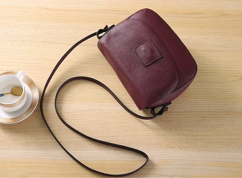 Vintage Womens Leather Saddle Bag Crossbody Bags Purse for Women