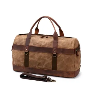 Waxed Canvas Leather Holdall Duffel Travel Bag