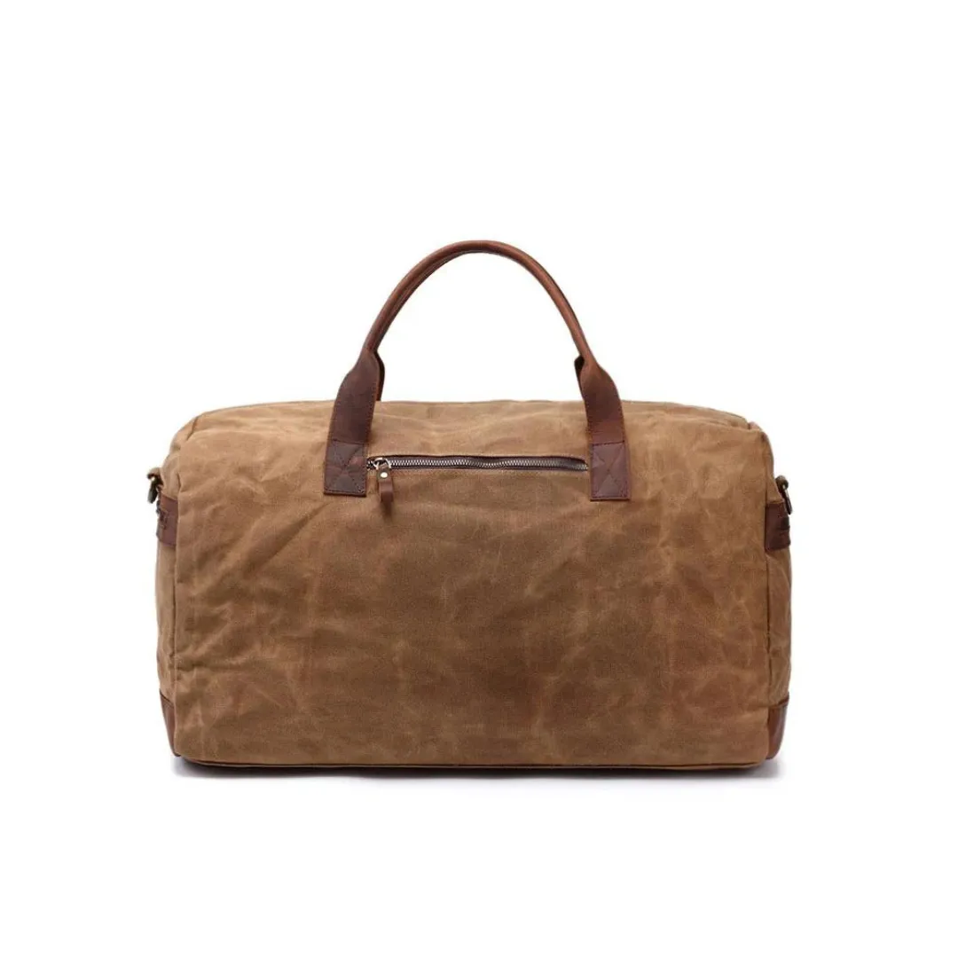 Waxed Canvas Leather Holdall Duffel Travel Bag