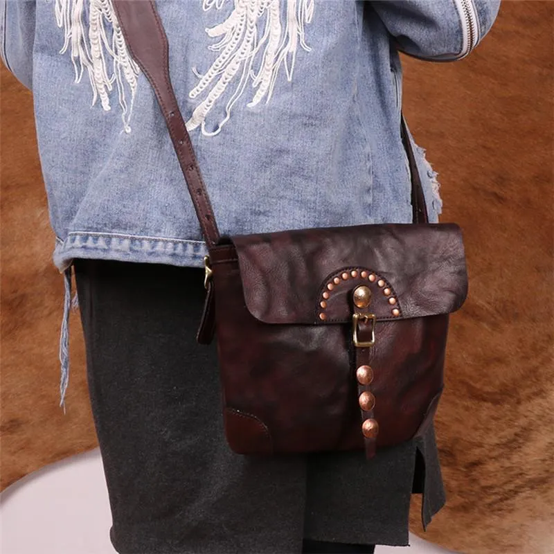 Western Womens Boho Leather Crossbody Satchel Purse Side Bag for Womens