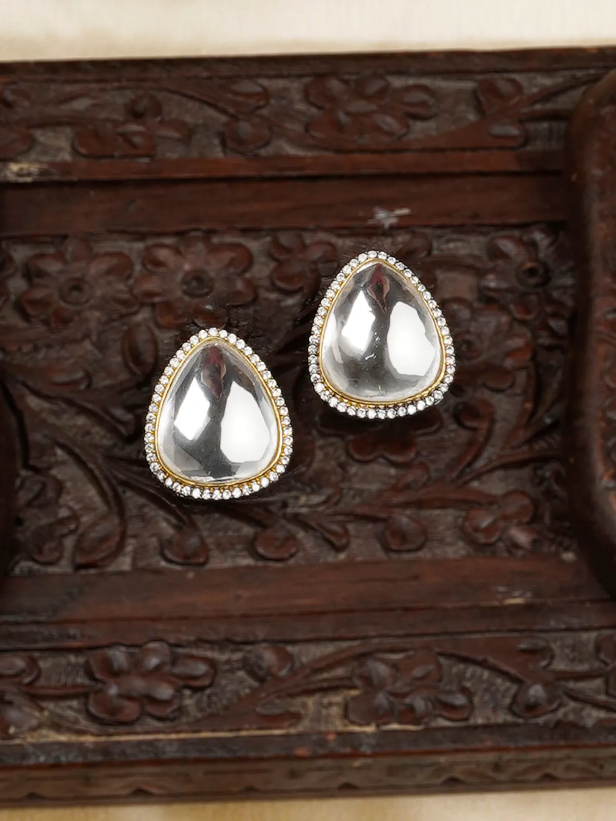 White Color Faux Polki Earrings - PK-E31SL