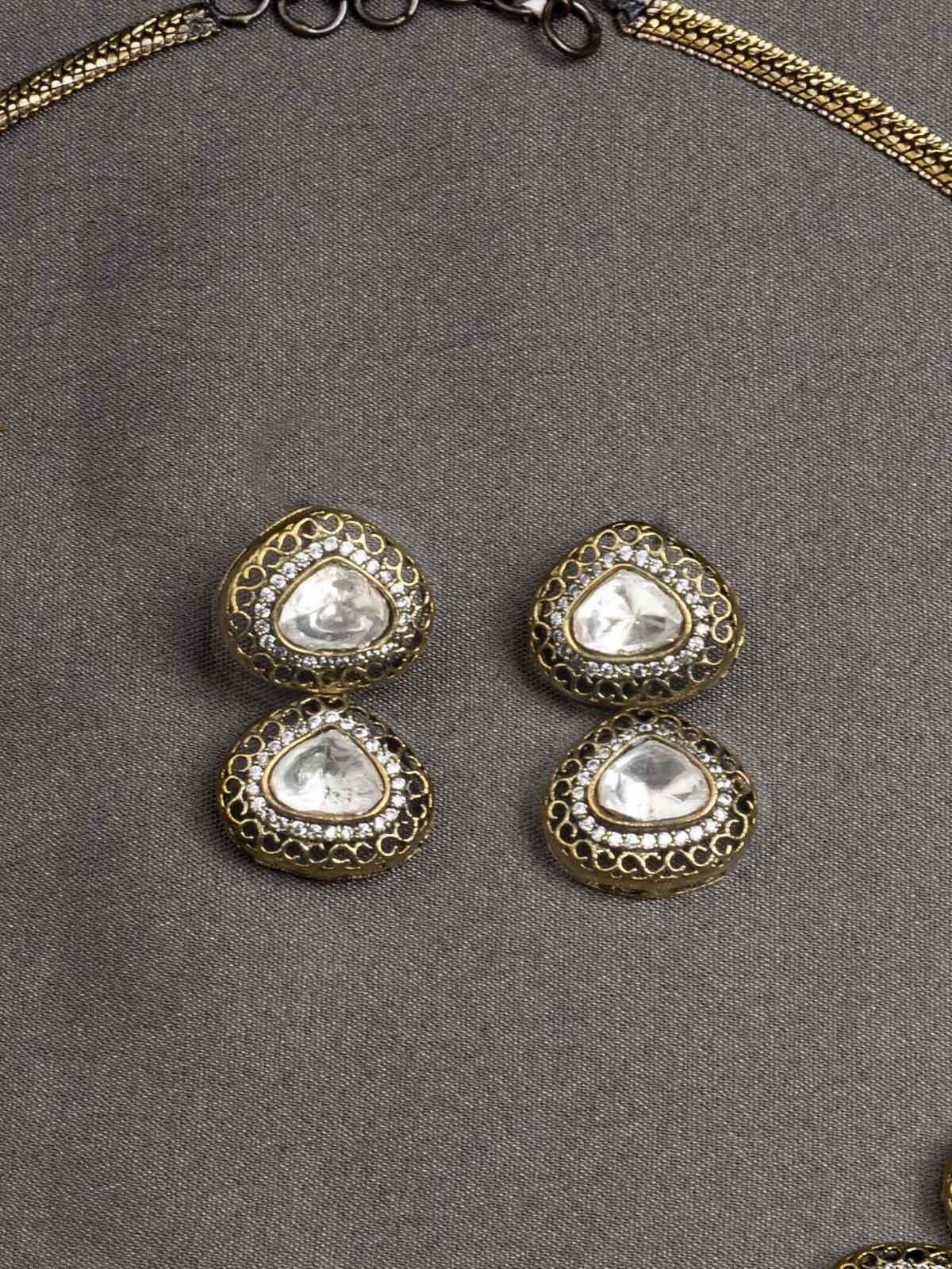 White Color Faux Polki Necklace Set - PK-S124
