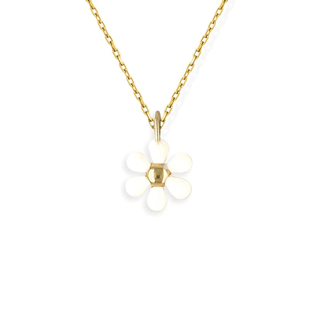 White Flower Gold and Diamond Necklace