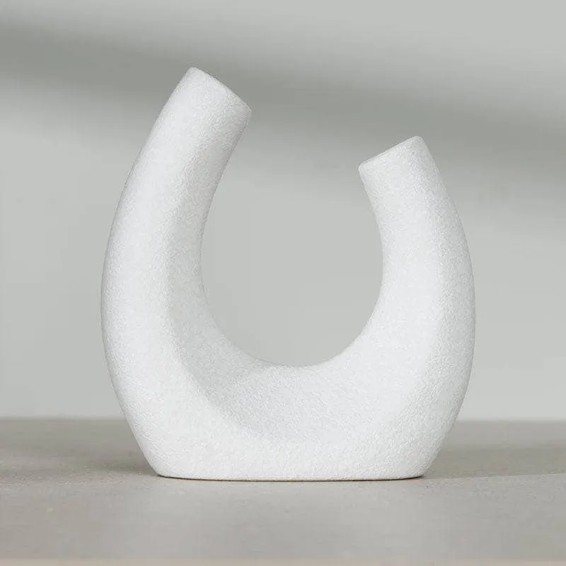 White U Shaped Vase - 20cm