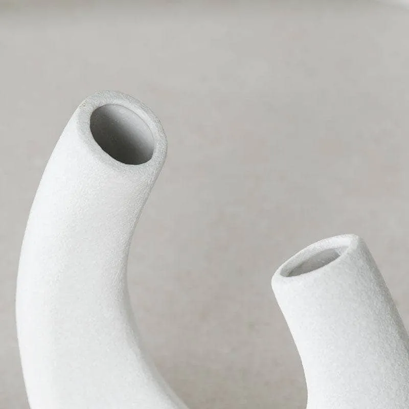 White U Shaped Vase - 20cm