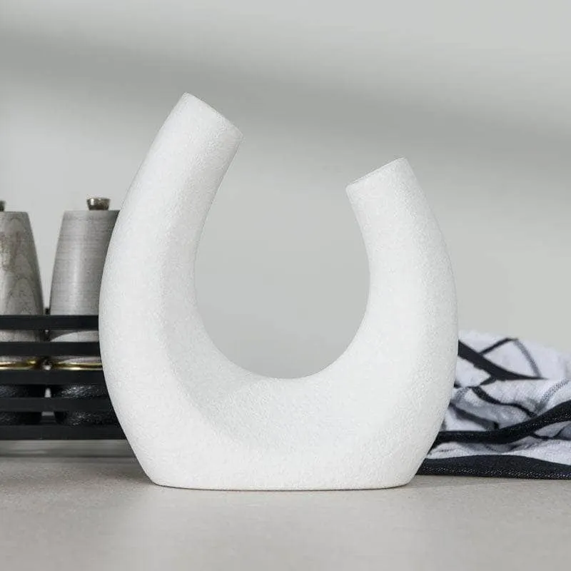 White U Shaped Vase - 20cm