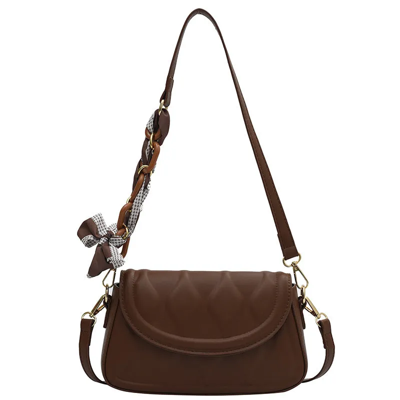 Women's Small Square PU Texture Fresh Chain Underarm Shoulder Bag