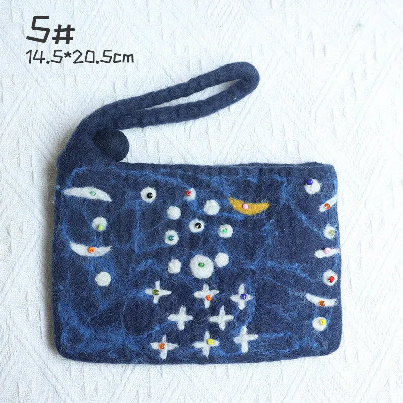 Wool Felt Coin Purse For Women Colorful Flower Cute Wallet