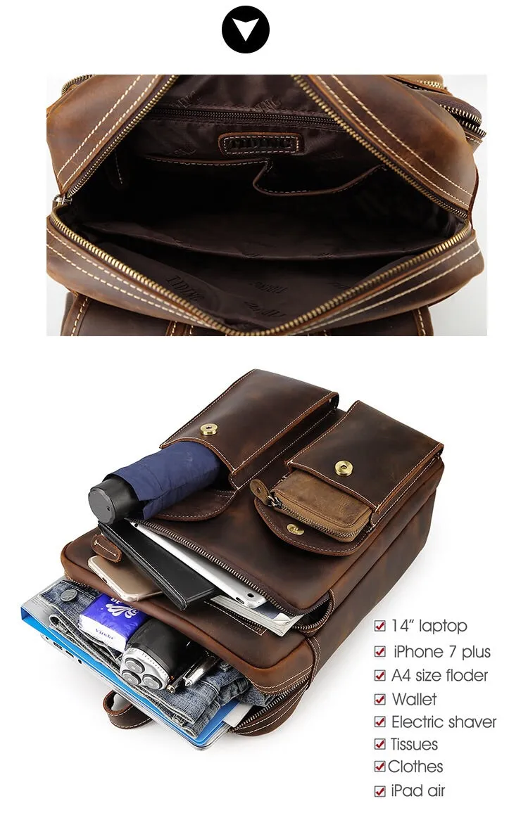 YAAGLE Latest Design Retro Laptop Bagpack Full Grain Leather Backpack Men YG5433