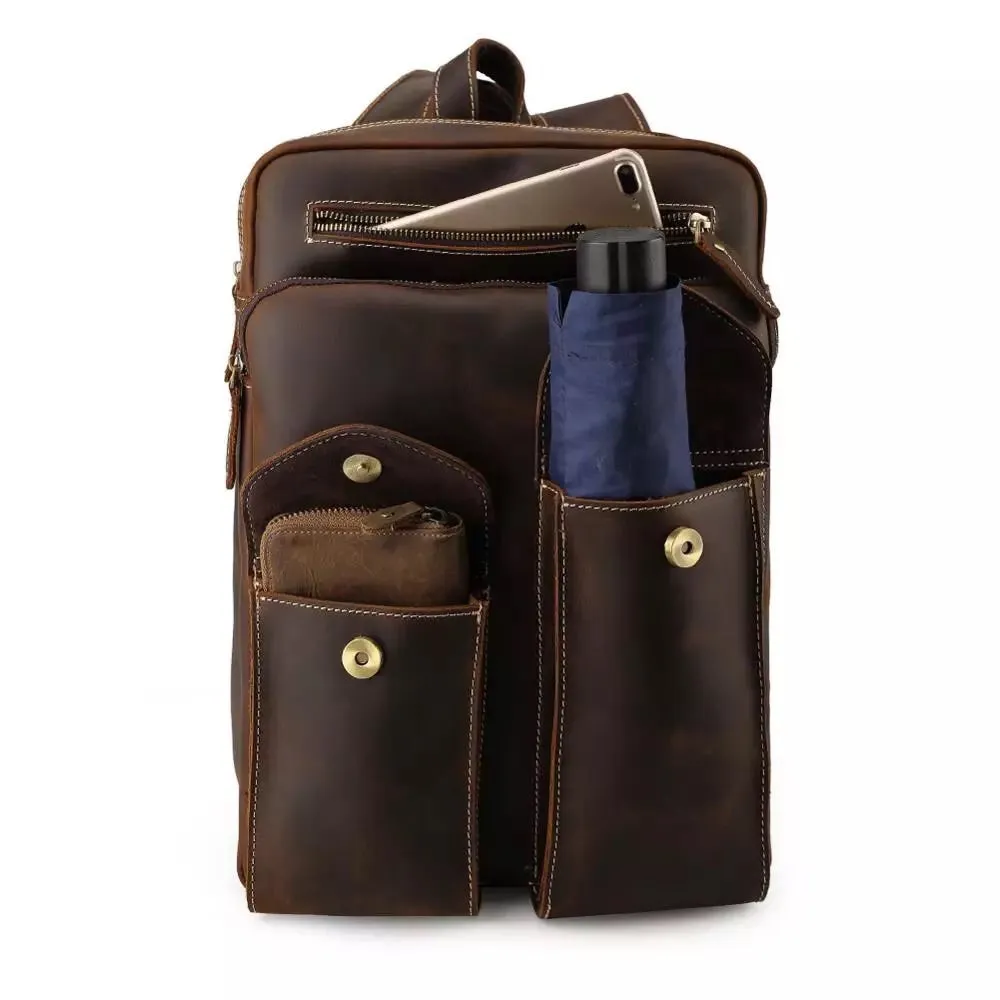 YAAGLE Latest Design Retro Laptop Bagpack Full Grain Leather Backpack Men YG5433
