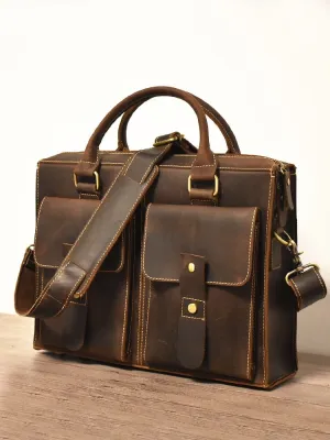 YAAGLE  Men's Vintage Genuine Leather Briefcase Messenger Bag  YG0822