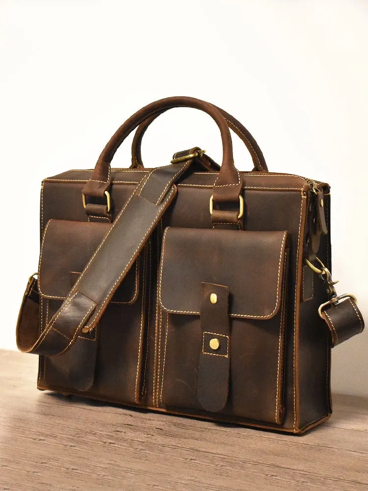 YAAGLE  Men's Vintage Genuine Leather Briefcase Messenger Bag  YG0822