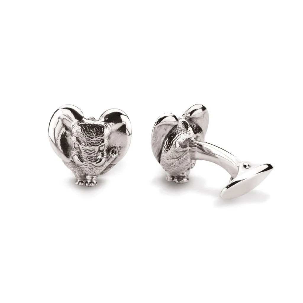 ZoZo Elephant Heart Cufflinks in Silver