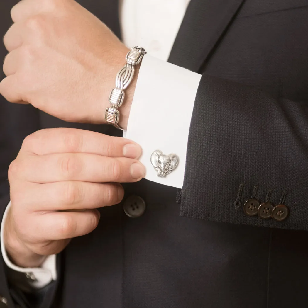 ZoZo Elephant Heart Cufflinks in Silver